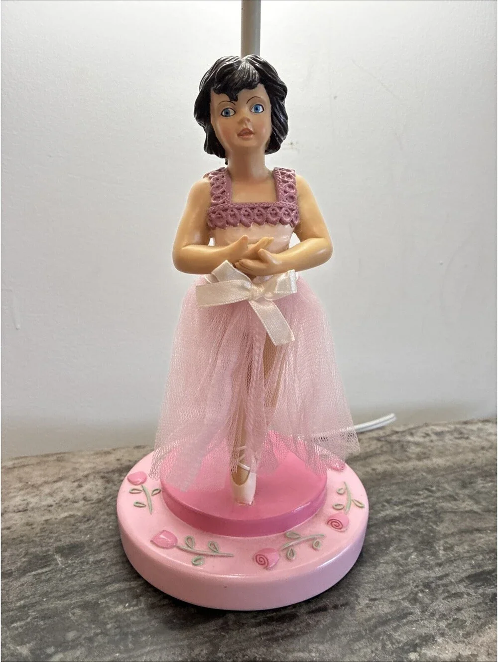 Vtg P.J. Kids Ballerina Doll in Pink Tutu Table Top Lamp